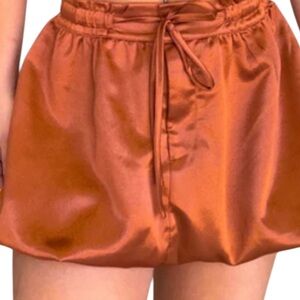 Glam High Waist bubble skirt Satin in bronze  color , LG